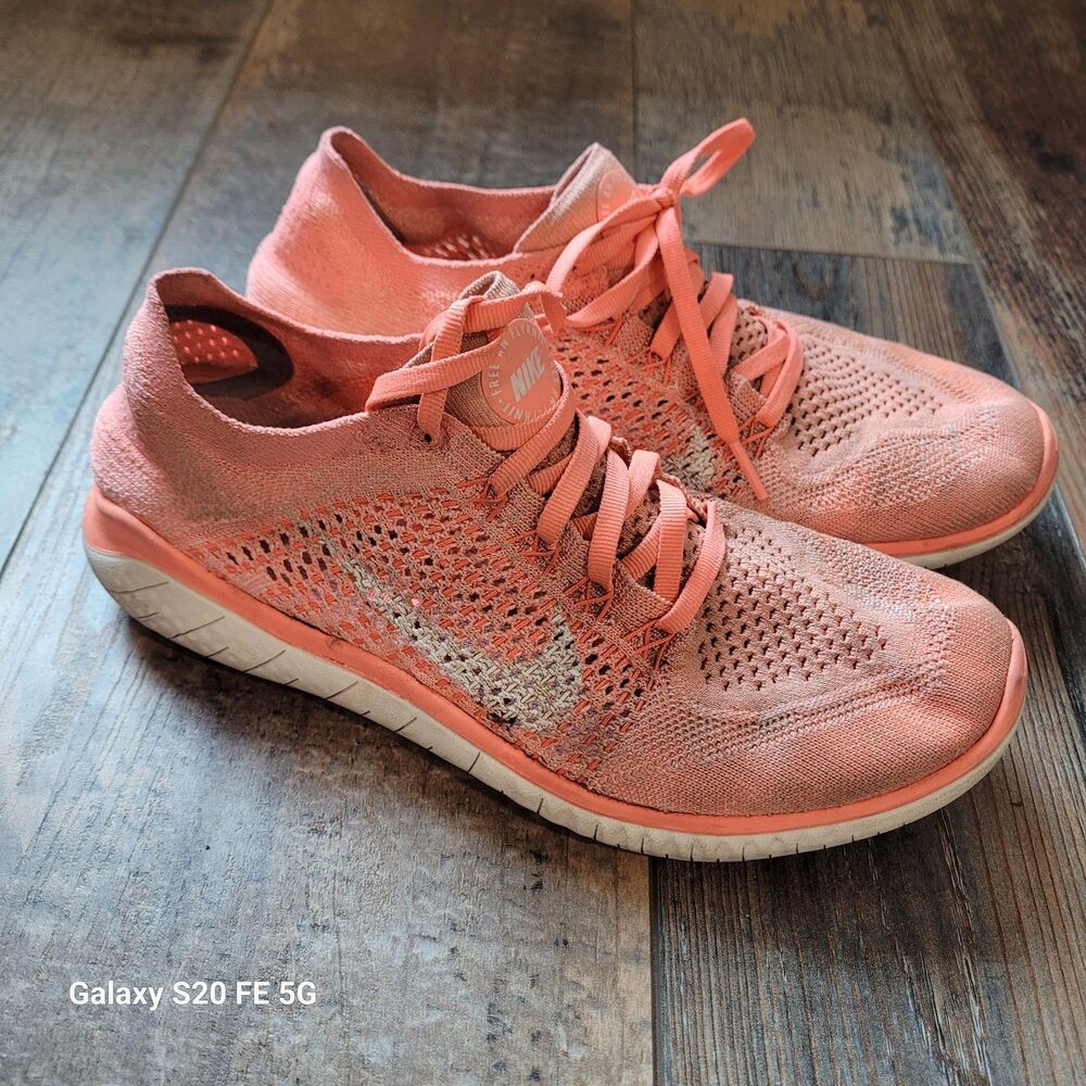 Nike Free RN Flyknit Shoes Women's 9 Orange Running Athletic Barefoot Shoe SB9